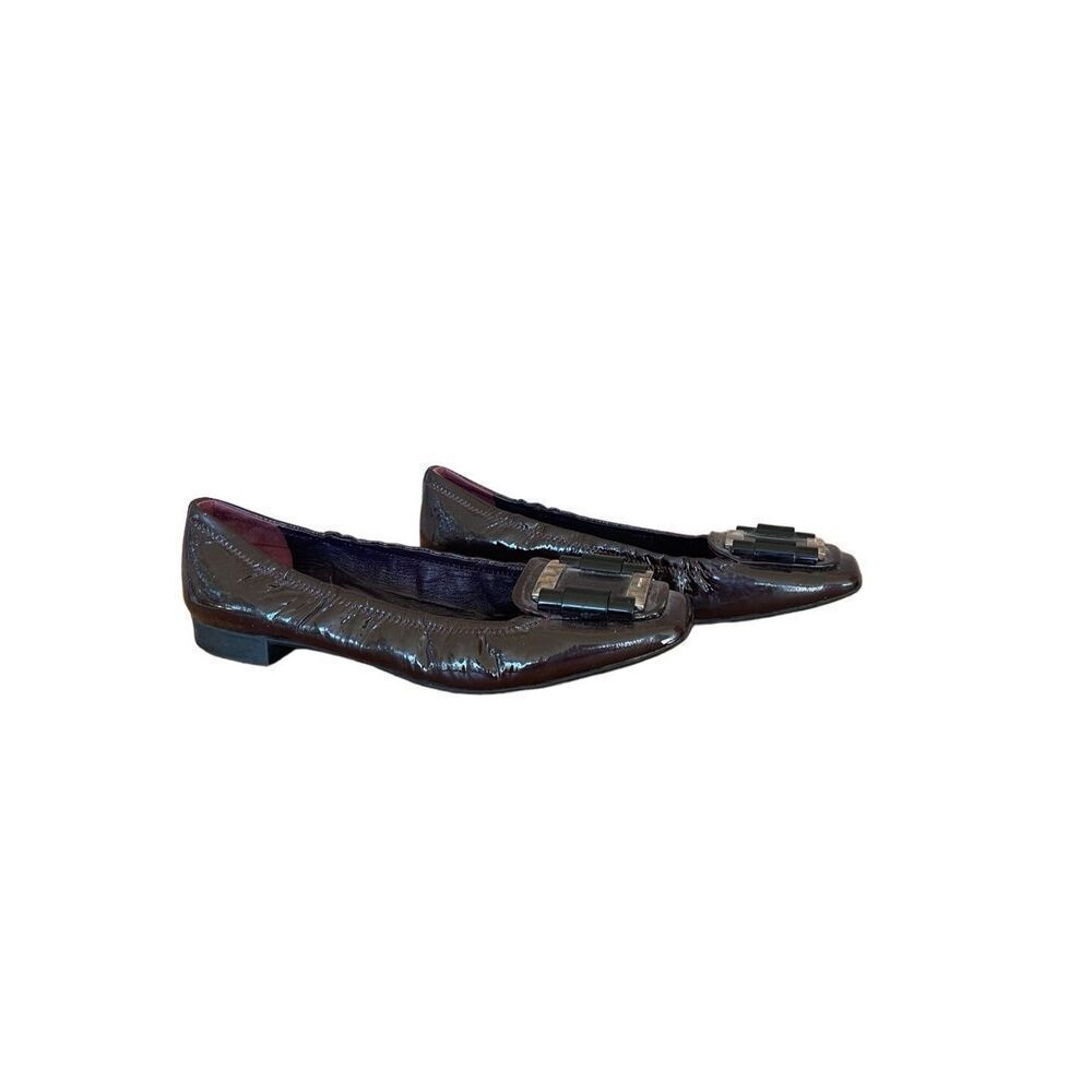 Prada Womens Purple Patent Leather Slip On Square Toe Flat Ballet Size 37.5 - Picture 7 of 8